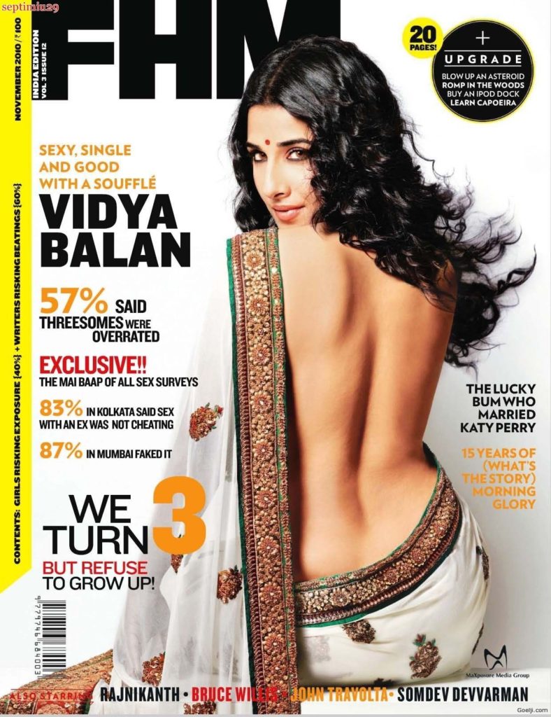 Vidya Balan FHM cover in saree November 2010